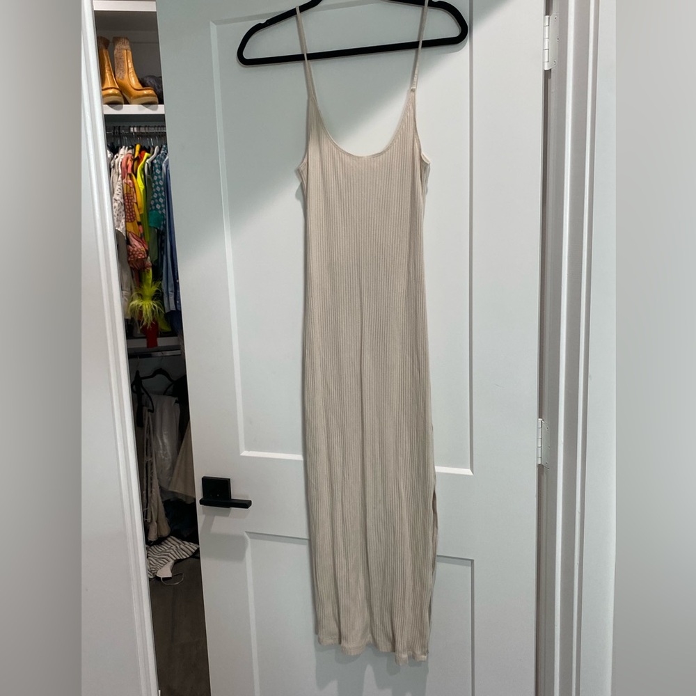 Reformation cream ribbed dress